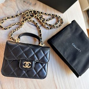 CHANEL Mini Mini Top Handle ChainShoulder black